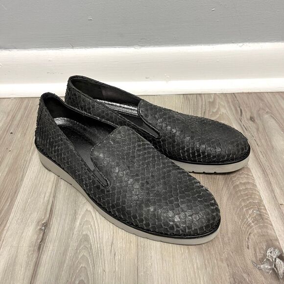 Johnston & Murphy Loafers Women’s 8 Penelope Gray Textured Leather Slip On Flats - Picture 1 of 7